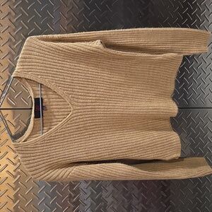 NOBO Women's V-Neck Ribbed Sweater - Beige